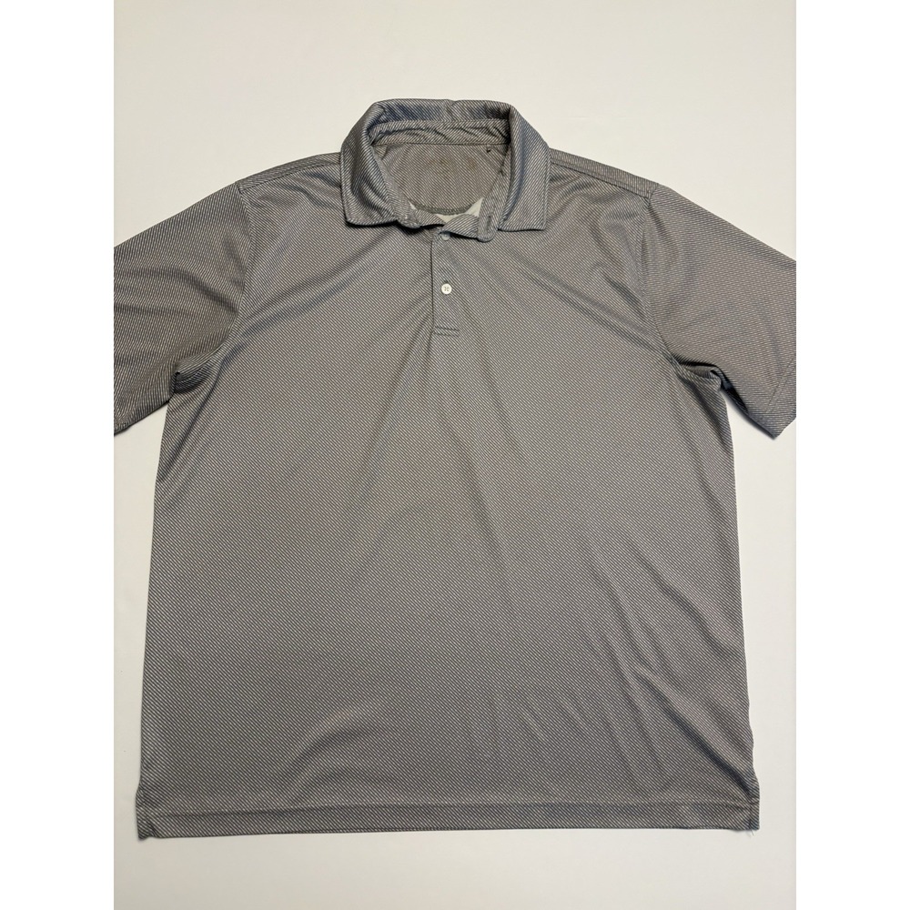 Walter Hagen 11 Majors Golf Polo Mens Large Grey Striped Performance Shirt
